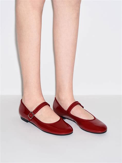 red mary jane flats women